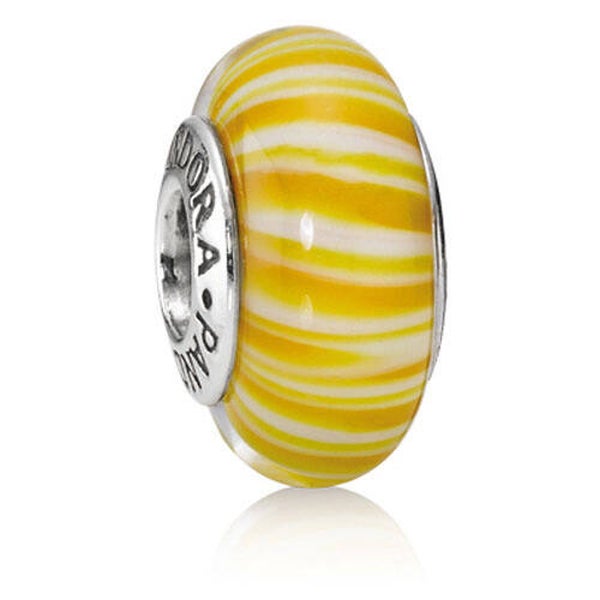 Pandora Sale Charm Murano Yellow Stripe 790678