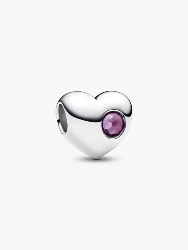 Pandora Graveerbare bedel paarse steen hart 794161C02