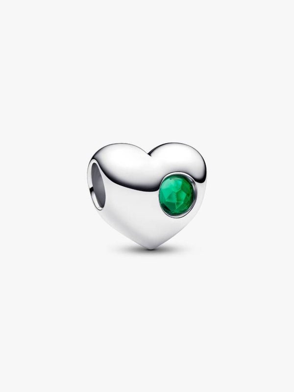 Pandora Charm Graveerbare bedel groene steen hart 794161C05
