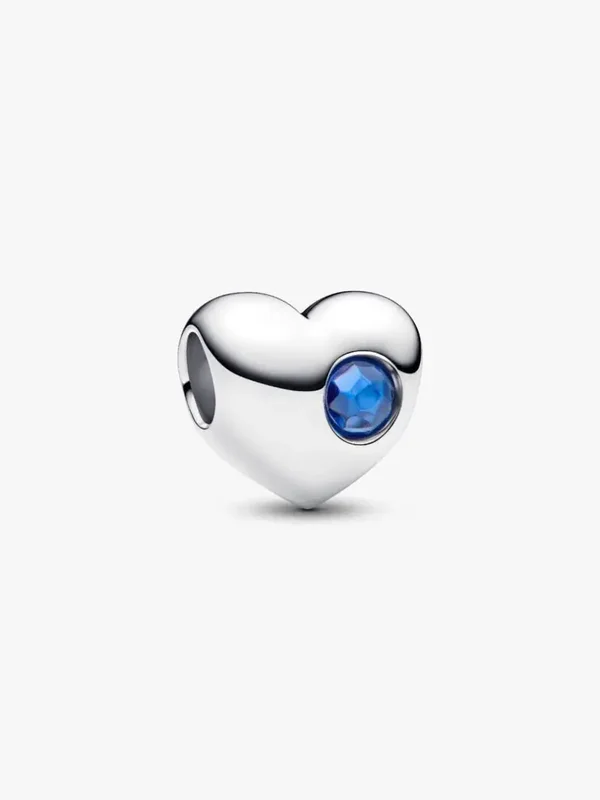 Pandora Graveerbare bedel blauwe steen hart 794161C09