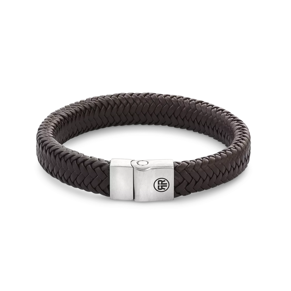 Rebel & Rose Armband Full Metal Herringbone Brown Matt RR-M0022-S