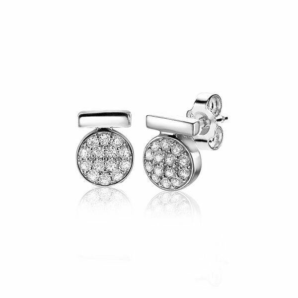 ZINZI Oorstekers Zilver Pavé Rond ZIO1960