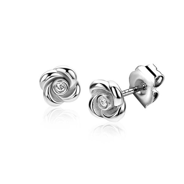 ZINZI Oorstekers Zilver Roos met Zirconia ZIO2872