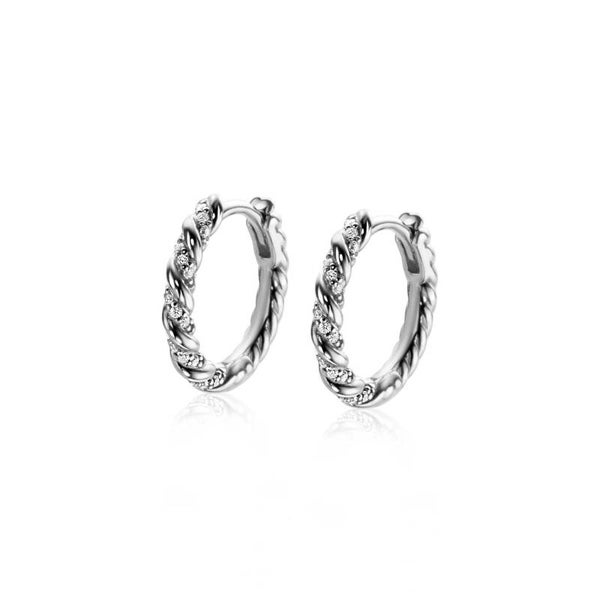 Zinzi Creolen Zilver Gedraaid met Zirkonia ZIO2320