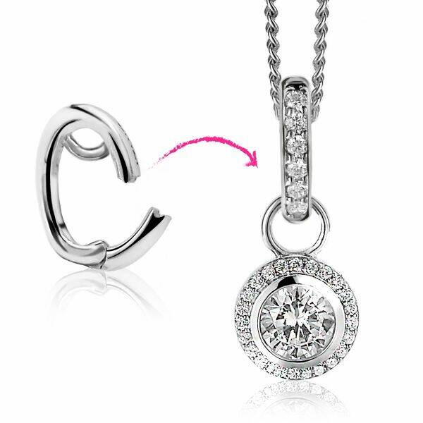 ZINZI Hanger Zilver Zirconia om je creoolhanger aan te hangen ZIH2CH