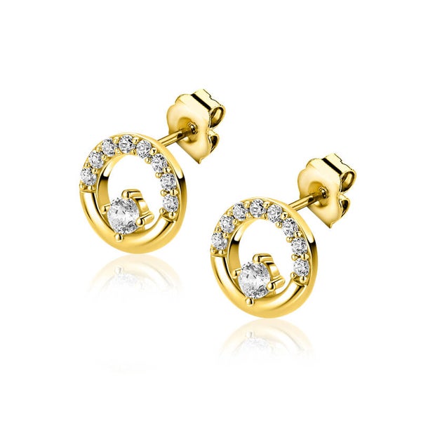 ZINZI Oorstekers Goldplated Open rondje met Zirkonia's ZIO2725Y