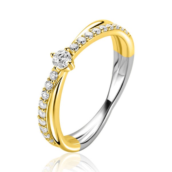 ZINZI Ring Goldplated Cross-over Zirkonia's ZIR2725Y