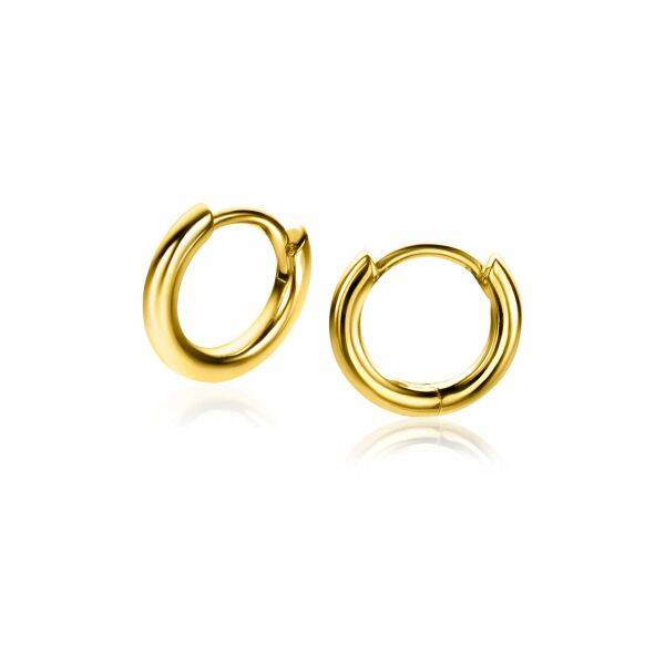 ZINZI Creolen Zilver 14K Geelverguld Glad 10x2mm ZIO2261G