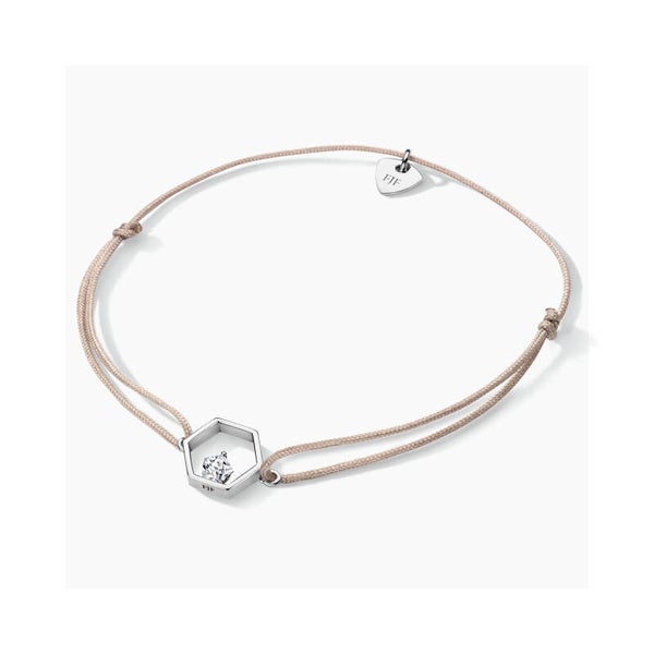 FJF Armband Koord Icon Pentagon Silver/Nude FJF0060303SWH