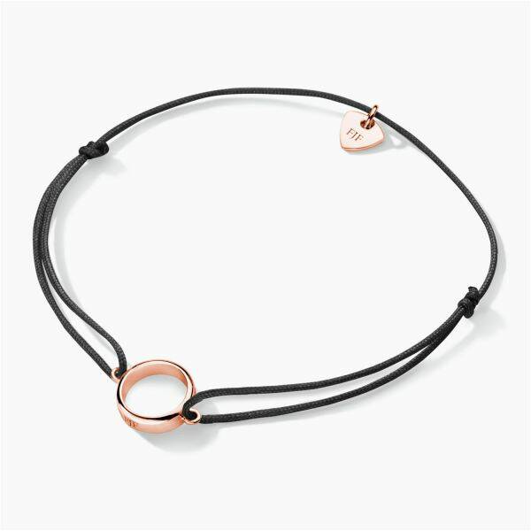 FJF Armband Koord Circle Pinkgold/Black FJF0060201SRG