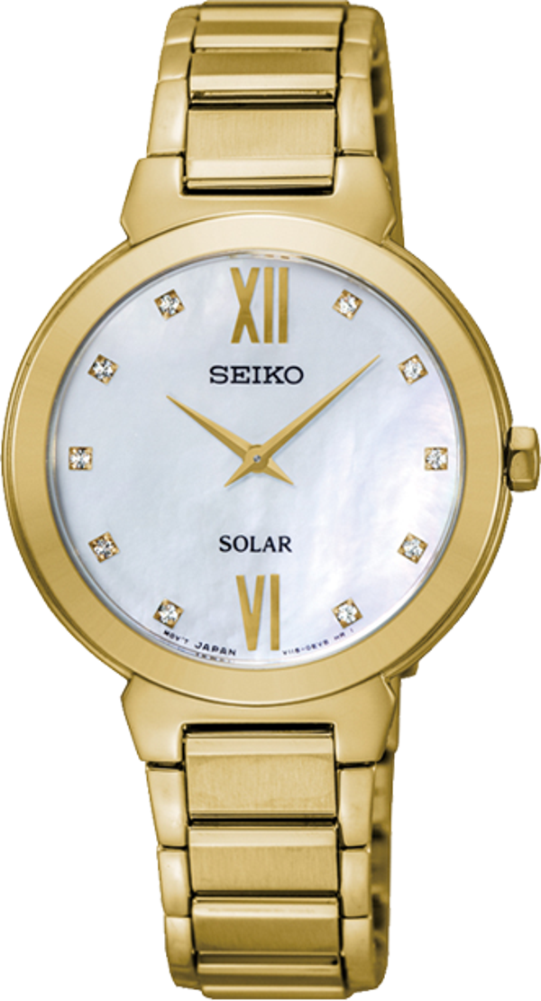 Seiko Dames Solar Geelgoud verguld SUP384P1
