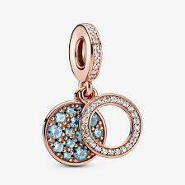 Pandora Dangles Sparkling Light Blue Disc Double 789186C03