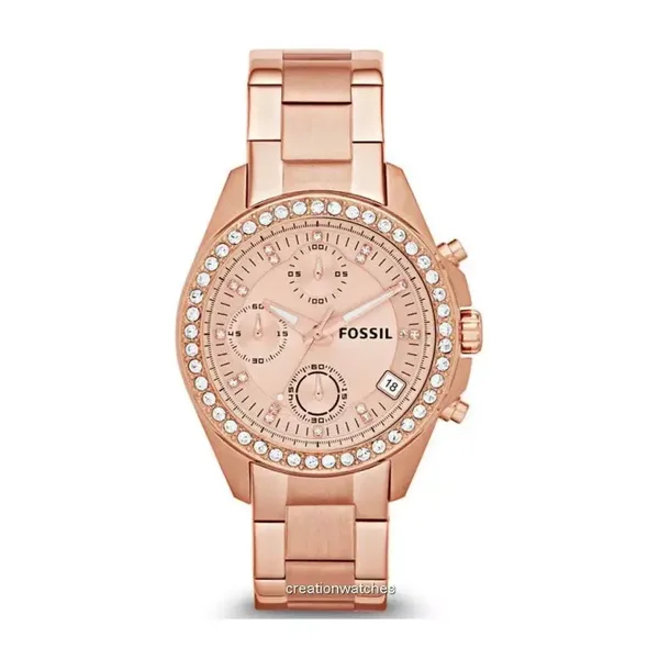 Fossil Dames Horloge Roze met Zirkonia's ES3352