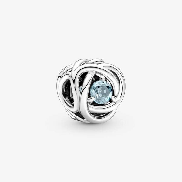 Pandora Charm Birthstone March Sea Blue Infinite Circle 790065C09