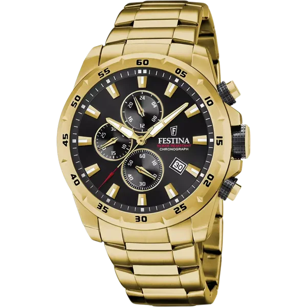 Festina heren zwart Timeless Chronograph staal horloge armband F20541/4