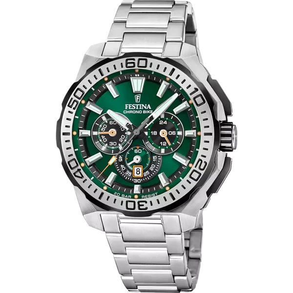 Festina Chrono Bike herenhorloge F20724/3 groene stalen band