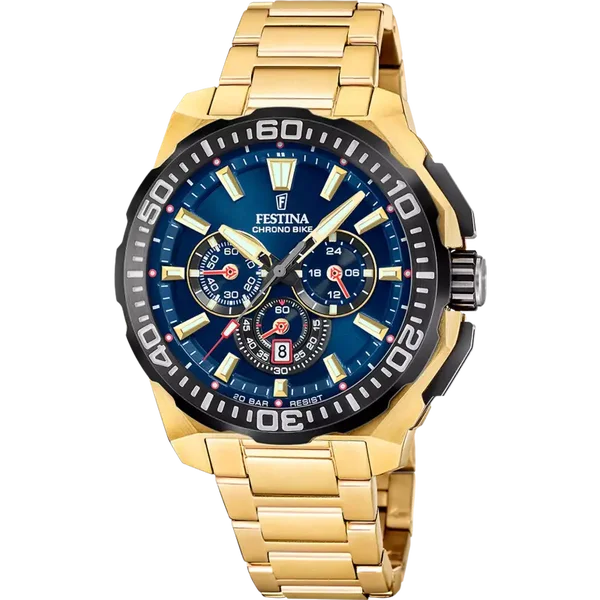 Festina Chrono Bike herenhorloge F20727/1 blauwe stalen band
