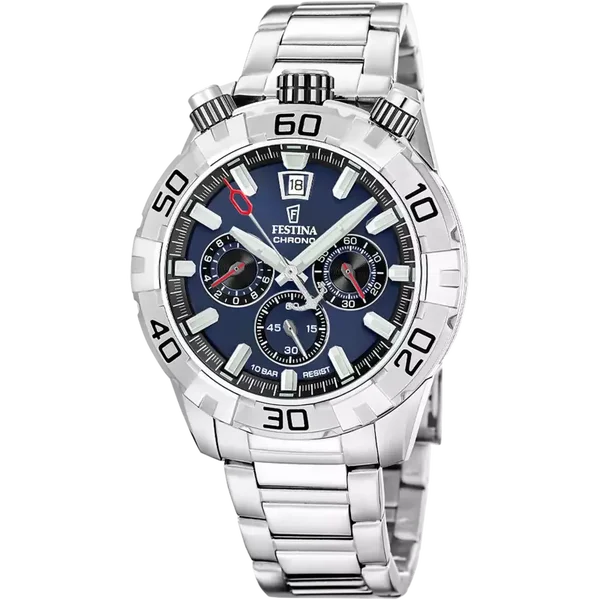 Festina Herenhorloge bullhead donkerblauw met stalen band F20743/1