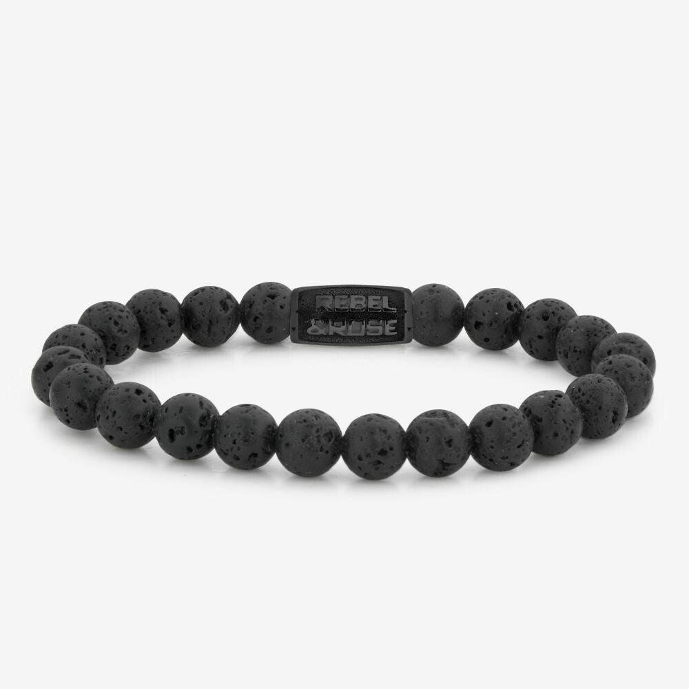 Rebel & Rose Armband Black Moon 8mm RR-80071-B