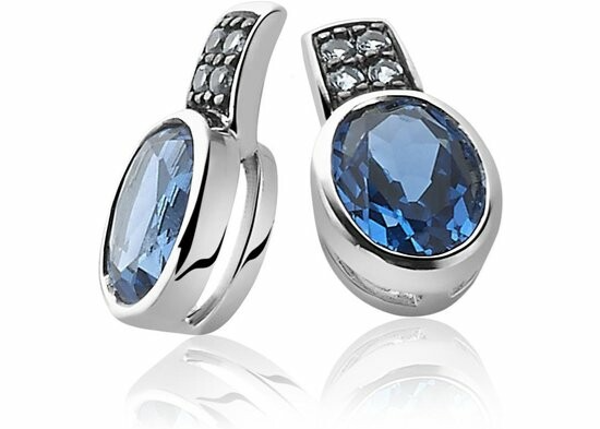 ZINZI Oorstekers Zilver Blauw ZIO1045B