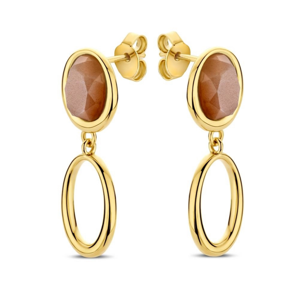 Italo Bottene Oorstekers 14K Goud Peachmoonstone OR3277-PM