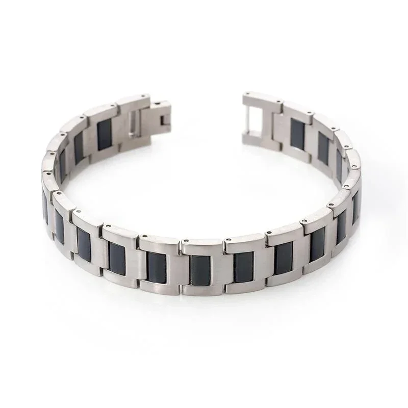 Boccia Armband Heren Titanium met Rubber 0334-01