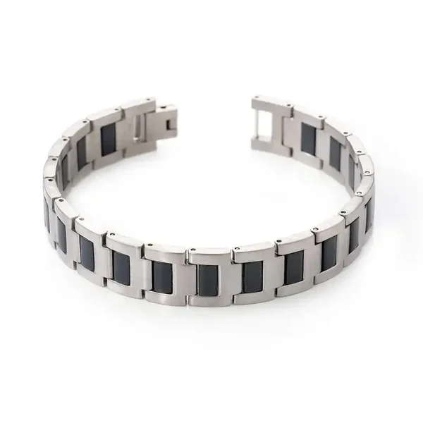 Boccia Armband Heren Titanium met Rubber 0334-01