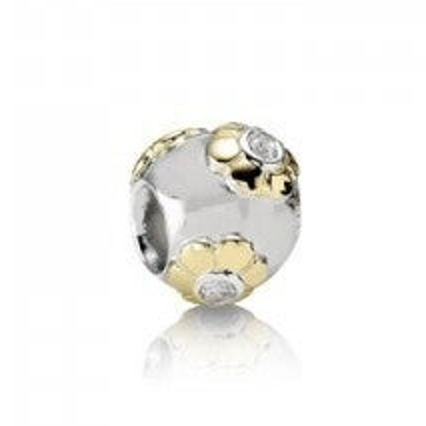 Pandora Charm Zilver met 14K Geelgouden bloemen 790207CZ