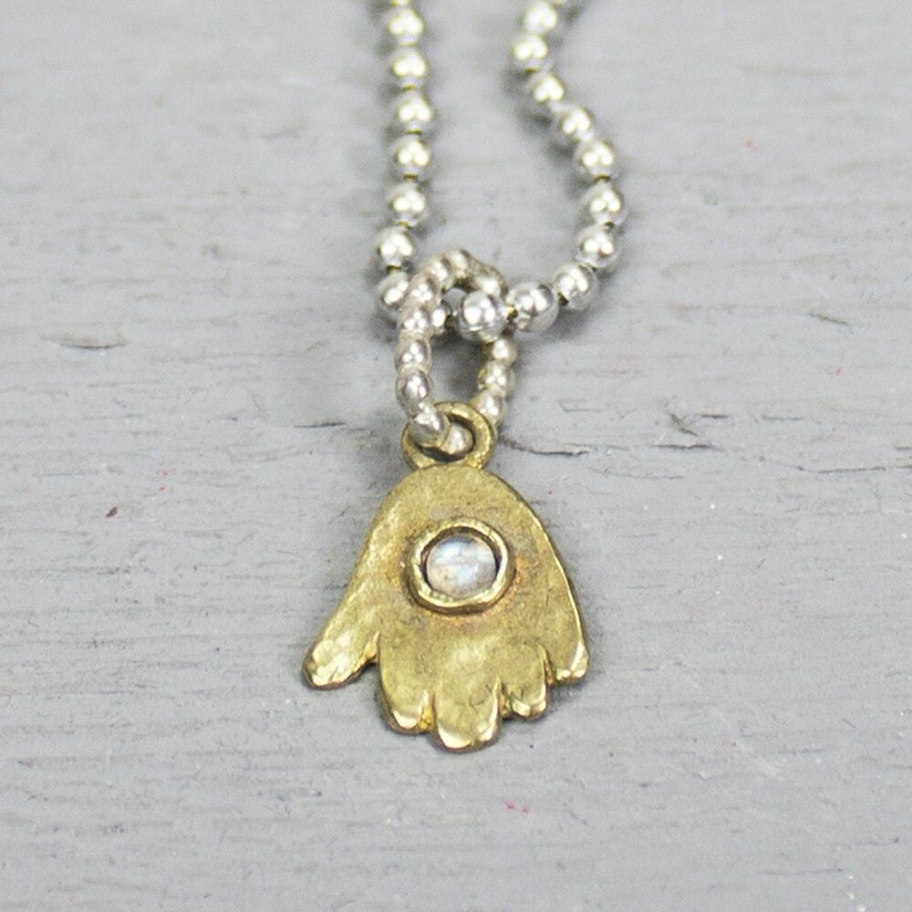 Jéh Hanger hand Fatima Messing Labradoriet - 18506