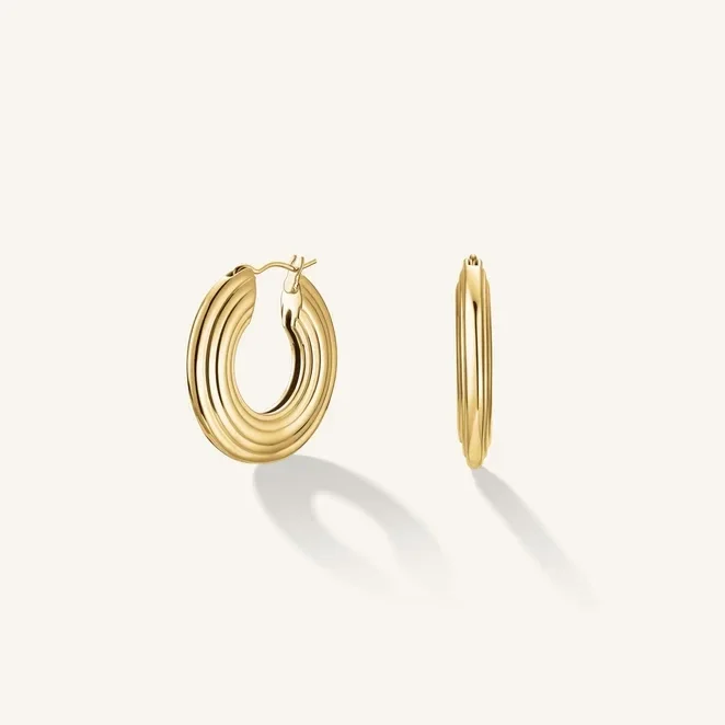 Rosefield Oorsieraden Flat Striped Hoops JEFSG-J973