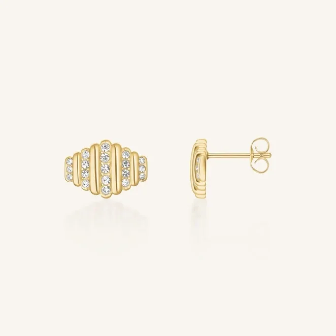 Rosefield Oorsieraden Striped Crystals Studs Verguld JESSG-J1282