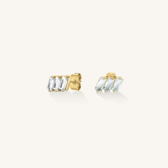 Rosefield Oorsieraden Iconic Triple Baguette Verguld JETBG-J1127