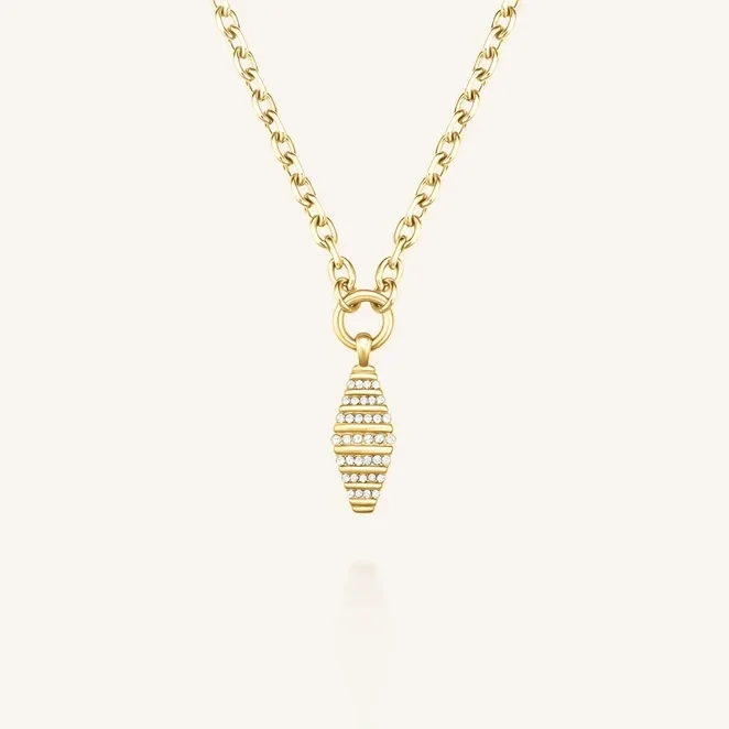 Rosefield Collier Striped Crystals Verguld JNSBG-J1285