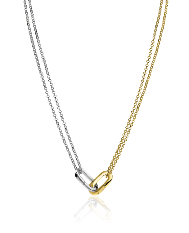 ZINZI Collier Zilver Bicolor Ovaal ZIC2215