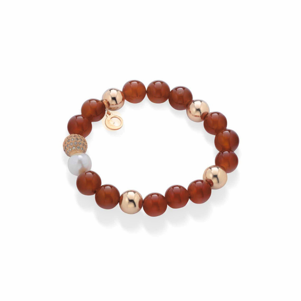 Lelune glamour Armband Carneool Zoetwaterparel LGBR444Y