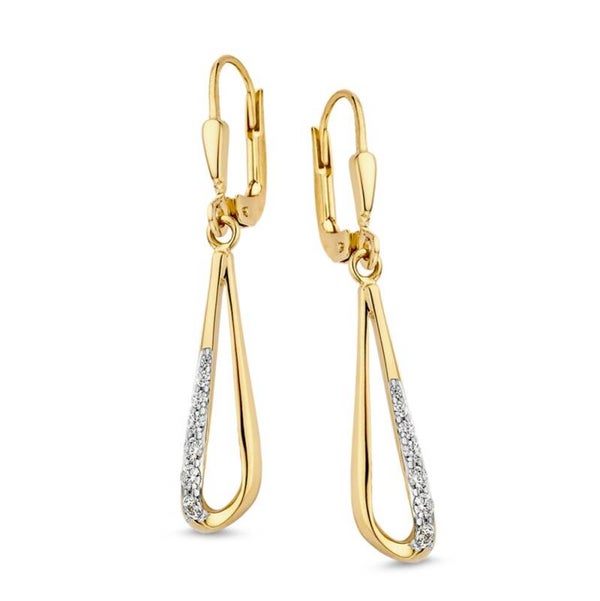 Excellent Oorhaken geelgoud zirkonia OB127547
