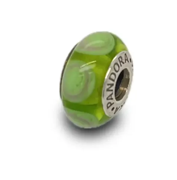 Pandora Sale Charm Murano Glas Groen Stippen 790913