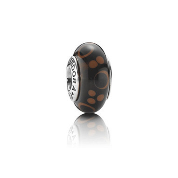 Pandora Sale Charm Murano Glas Zwart Bruin 790689