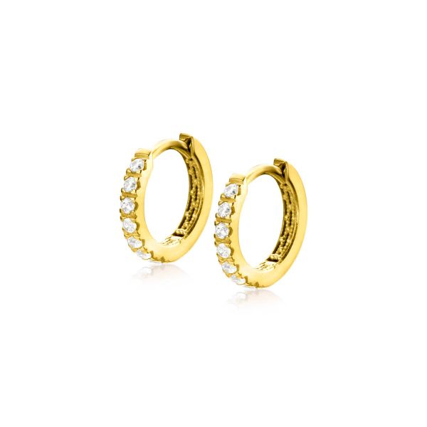 ZINZI Creolen Gold 14 Karaat Goud Zirconia 11x1,8mm ZGO321Z