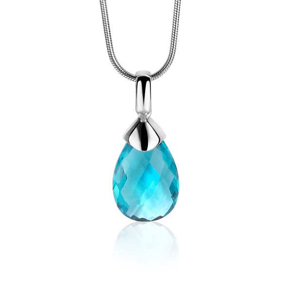 ZINZI Hanger Zilver Peervorm Turquoise ZIH1171T