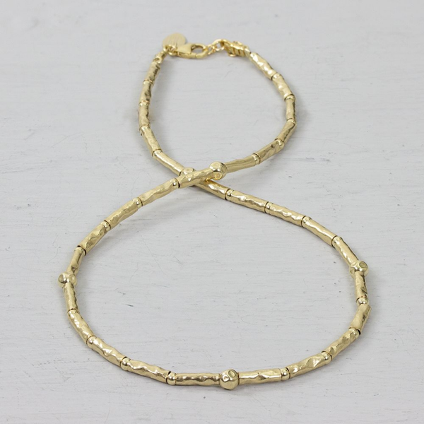 Jéh Collier Zilver buisjes Goldfilled - 21040