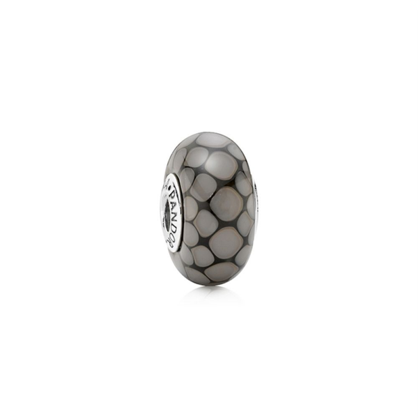 Pandora Sale Charm Murano Glas Grijs Stippen XL 790699