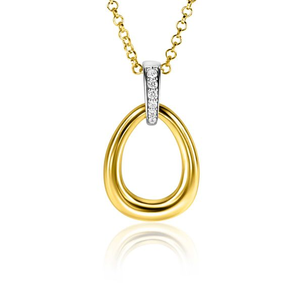ZINZI Hanger Zilver 14K Geelverguld Druppelvorm ZIH1709Y