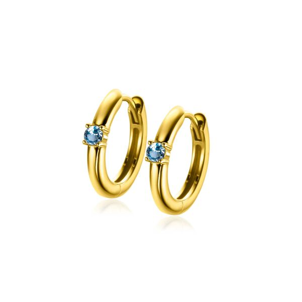 ZINZI Creolen Zilver 14K Geelverguld Blauw Topaas Zirconia 13mm ZICR-DEC