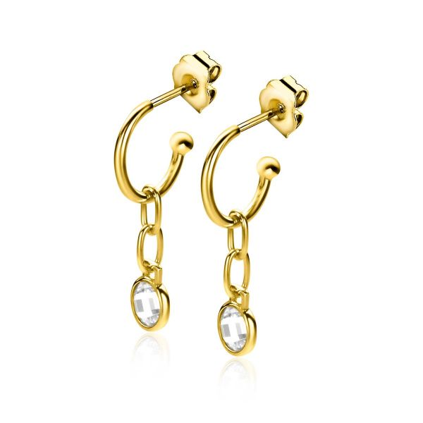 ZINZI Oorstekers Zilver 14K Geelverguld Wit Zirkonia ZIO2304G