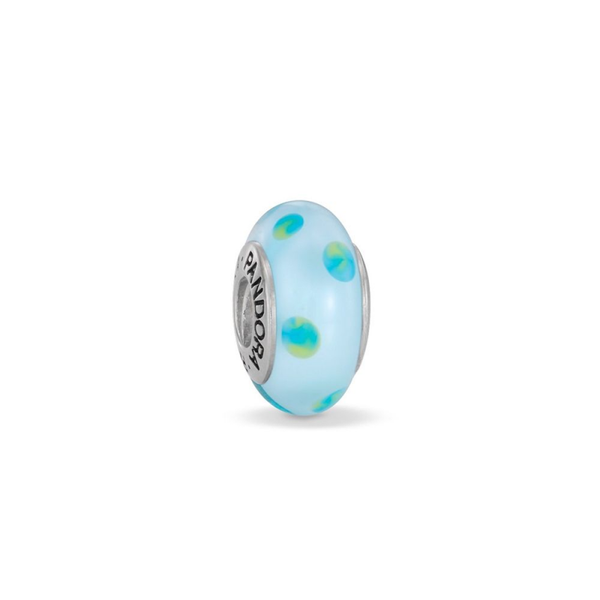 Pandora Sale Charm Murano Glas  Groen Mint Stippen 790605