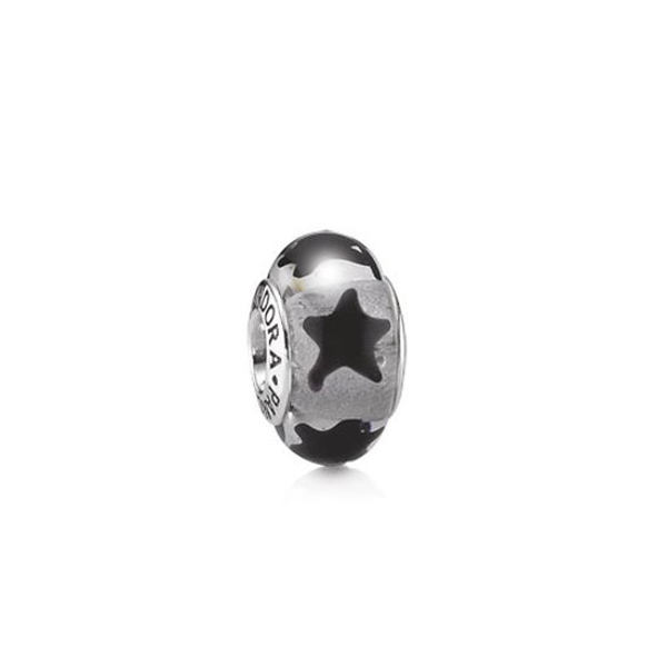 Pandora Sale Charm Murano Glas Zwarte Sterren 790908