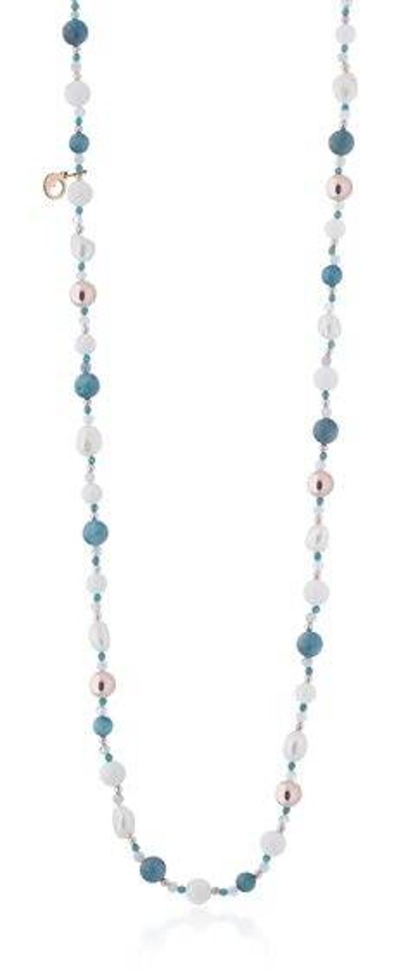 Lelune Glamour Collier Edelstenen en Zoetwaterparel LGNK354