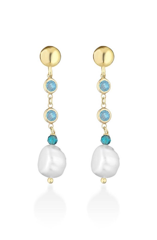 Lelune Glamour Oorstekers Verguld Blauw met Zoetwaterparel LGEA5122