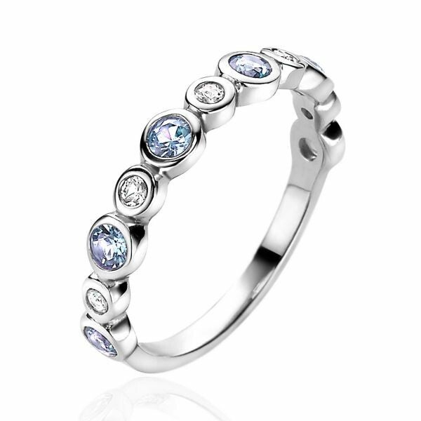 ZINZI Ring Zilver Blauw Wit ZIR2040